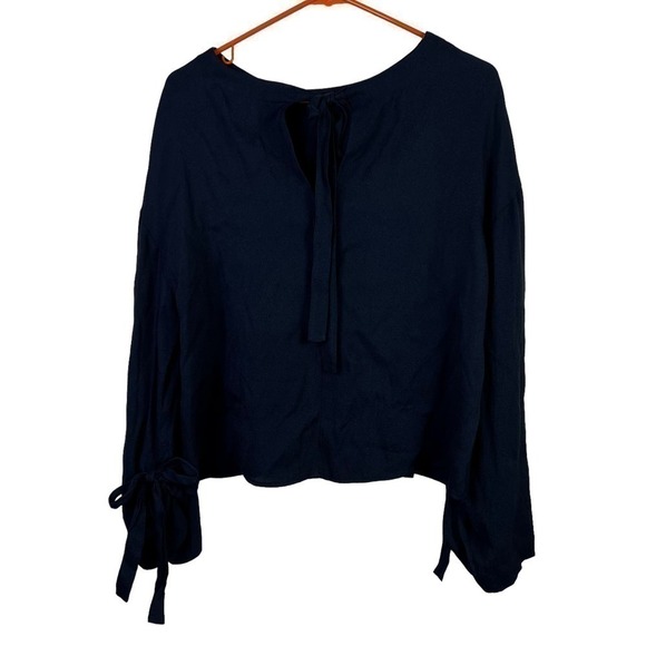 Frame Denim Women Blouse tie in back Blue Navy Size s - Picture 7 of 8